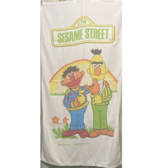 Vtg Sesame Street Beach Towel 56 x 32.5 Franco Muppets Bert Ernie TV Memorabilia - Picture 3 of 7